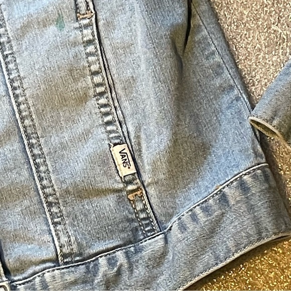 Vintage Vans Embroidered Logo Stretch Denim Light Blue Wash Denim Jacket FLAWED - Picture 7 of 10